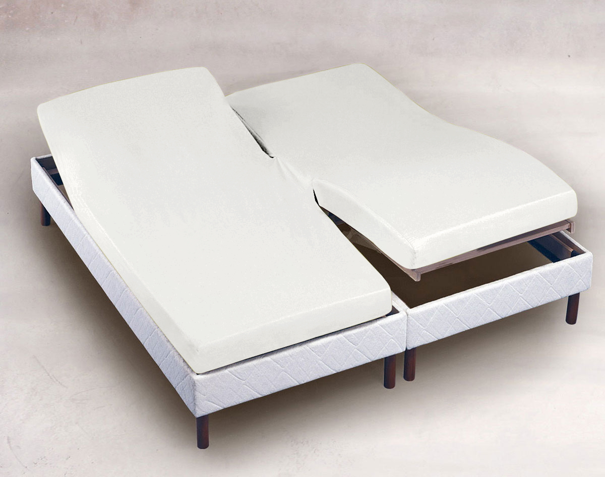 Drap housse blanc en coton pour lit articulé